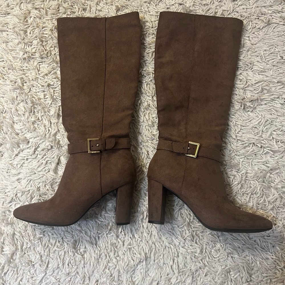 Kalee Taupe Suede High Heeled Boots